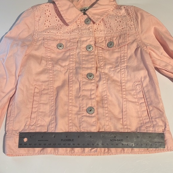 3/$20 Oshkosh B’Gosh girls size 7 baby pink jean jacket with lace accents in EUC - Picture 8 of 9